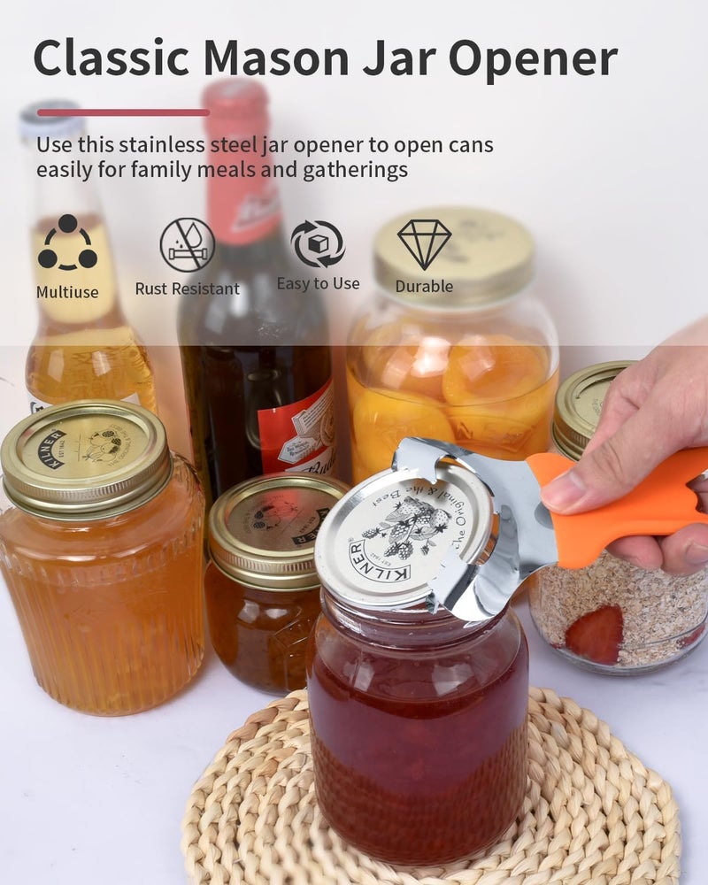 CYDW Mason Jar Opener Tool with No Lid Dents or Damage, Can Opener Manual Multi-Purpose, Easy Twist Manual Handheld Top Remover Utensil, Canning Supplies Tools and Bottle Opener, Made For Lifetime - Image 2